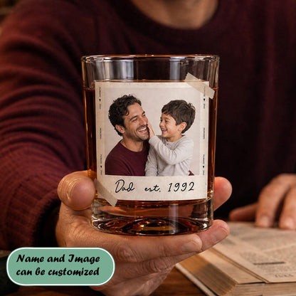 Custom Photo Personalized Whiskey Glass for Dad