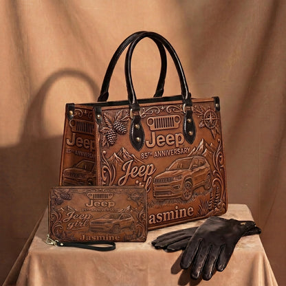 Jeep 85th Anniversary Personalized Leather Bag + Free Leather Wallet