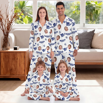 [Free Delivery] Jeep Family Photo Personalized Lapel Pajama Set