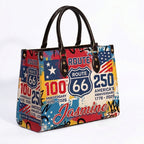 Route 66 Pop Art Personalized Leather Bag