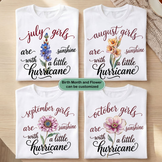 [Free delivery] Birth Month Flower Personalized T-Shirt