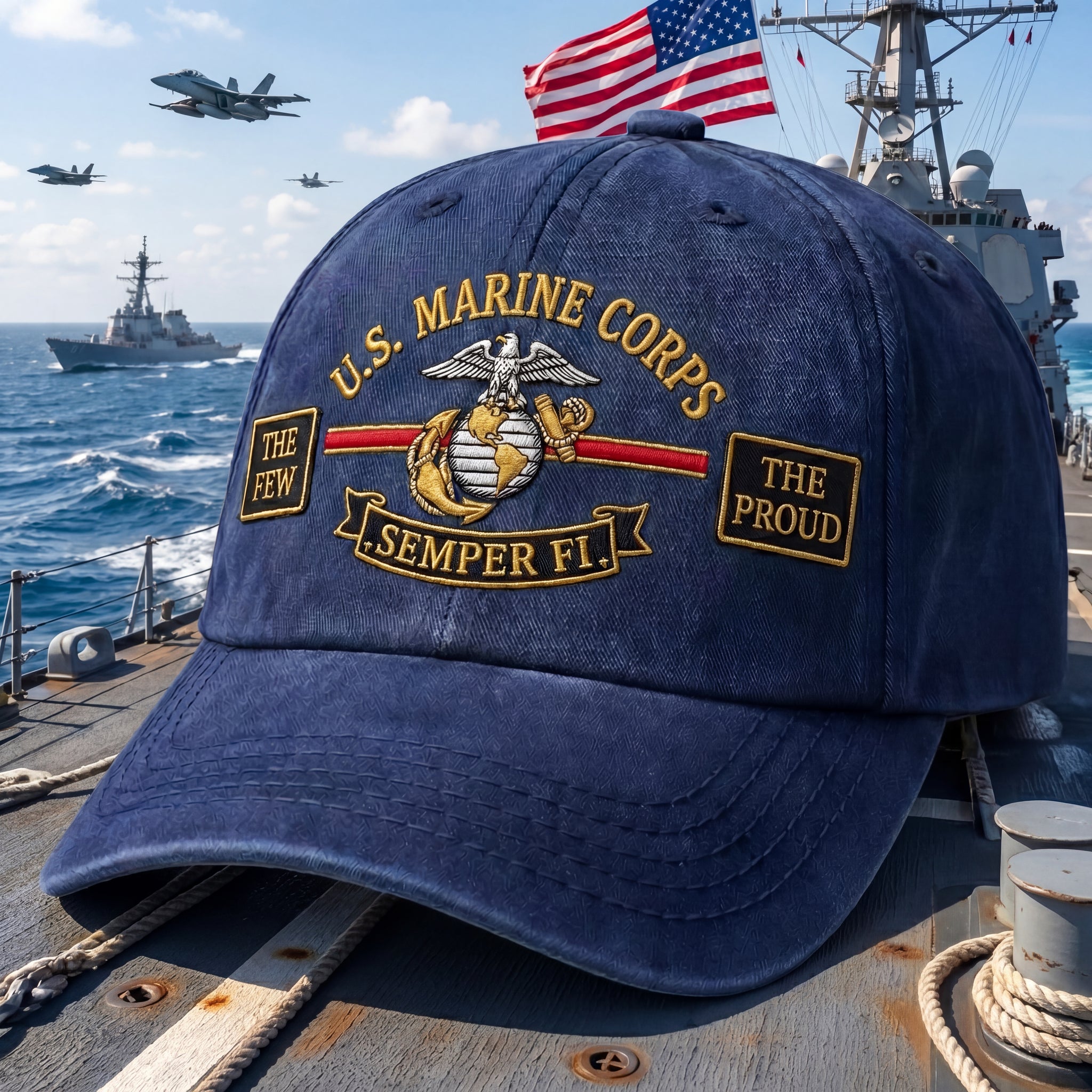 US Marine The Proud Wash Denim Cap