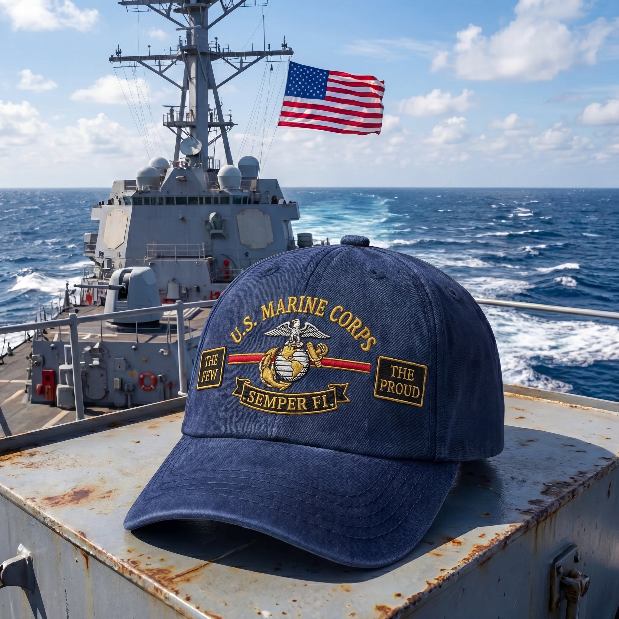 US Marine The Proud Wash Denim Cap
