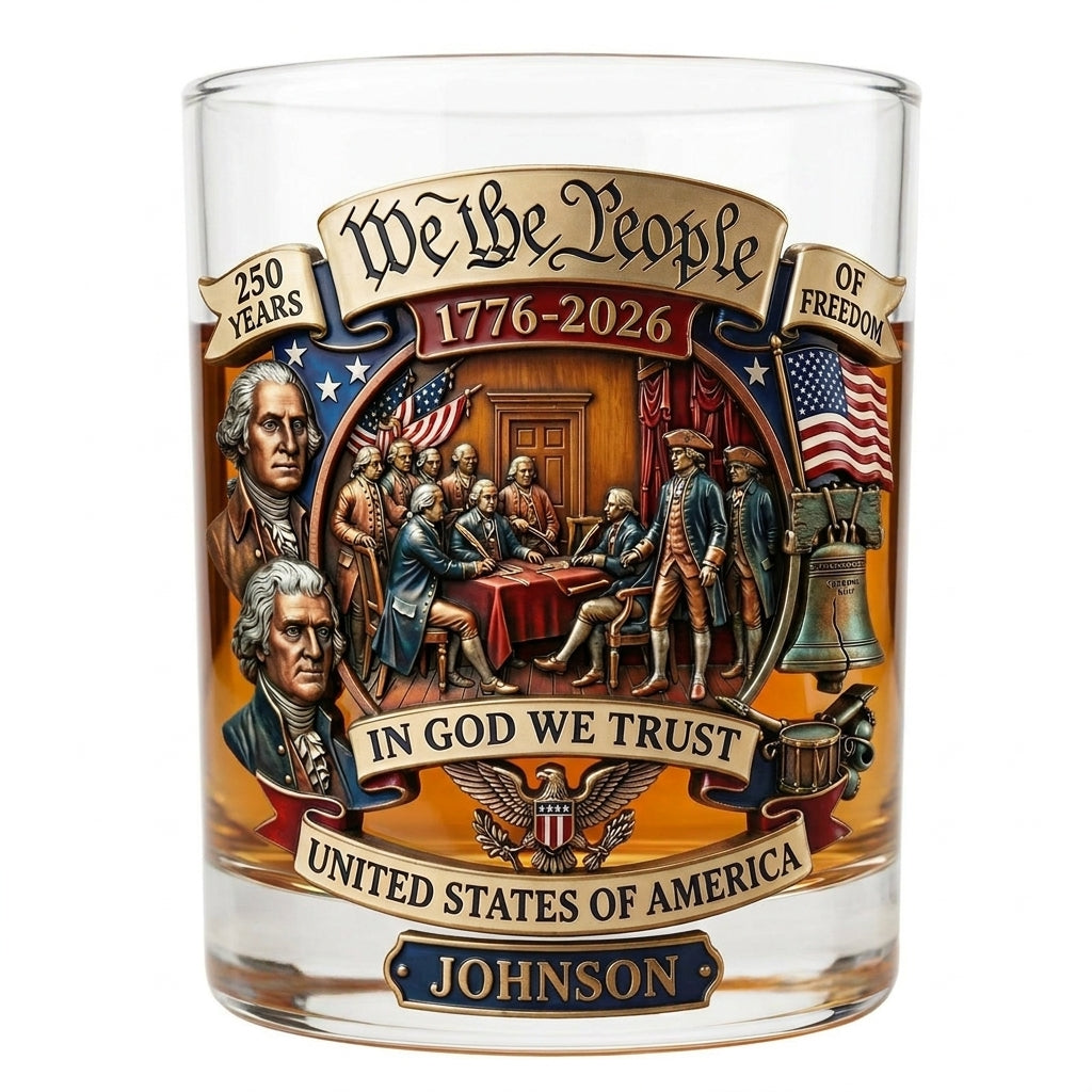 250th Anniversary America Personalized 11OZ Round Whiskey Glass