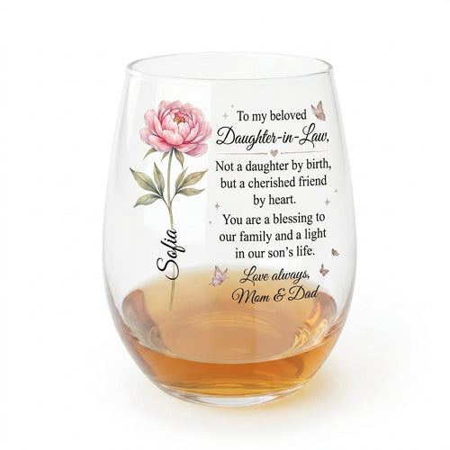 To My Beloved Daughter-in-Law Personalized 15OZ Clear Wine Glass