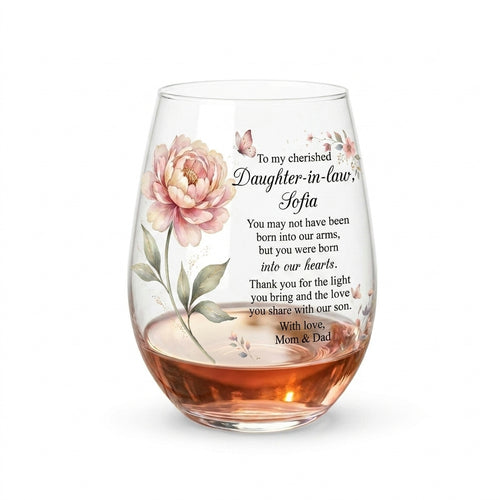 To My Cherished Daughter-in-Law  Personalized 15OZ Clear Wine Glass