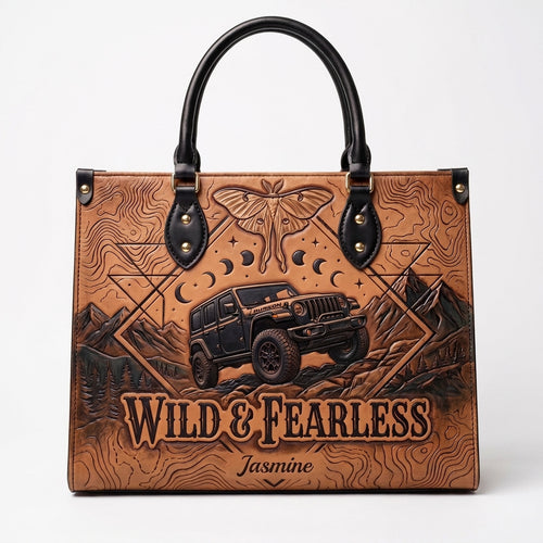Wild & Fearless Butterfly Jeep Personalized Leather Bag