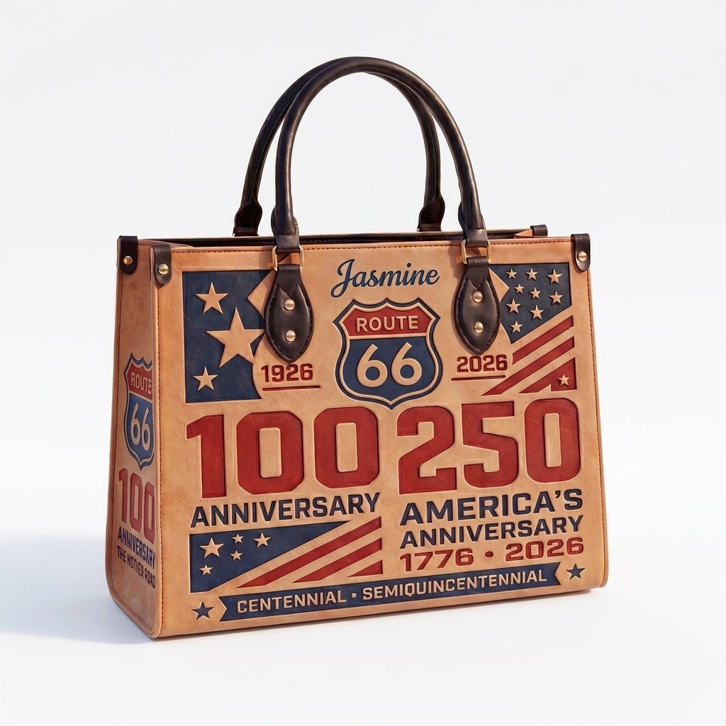 100 Years Anniversary Of Route 66 Personalized Leather Bag