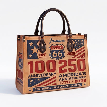 100 Years Anniversary Of Route 66 Personalized Leather Bag