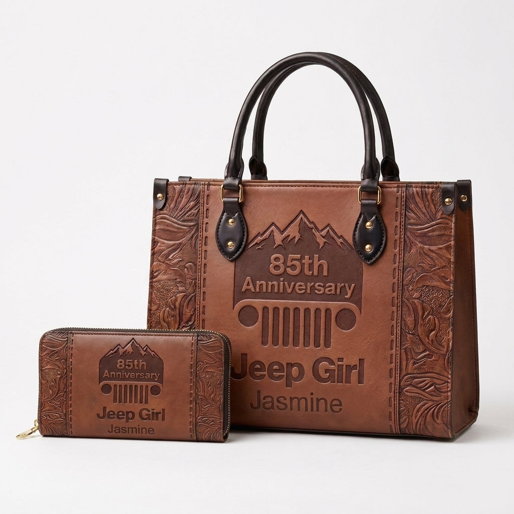 [Free delivery]  85th Anniversary Jeep Girl Personalized Leather Bag + Free Leather Wallet
