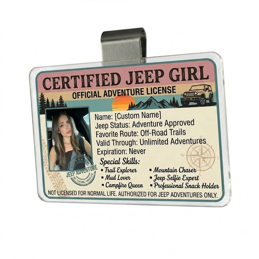 Certified Jeep Girl Personalized Acrylic Car Visor Clip