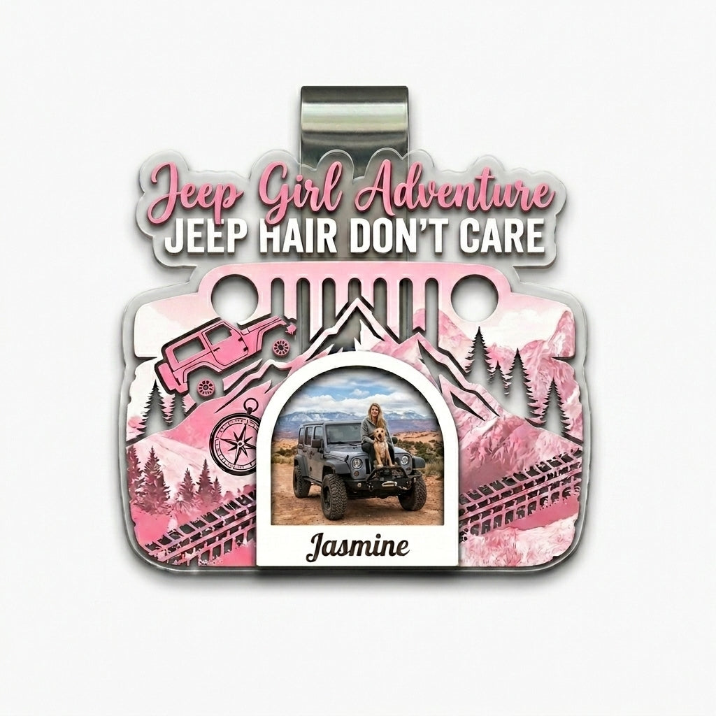 Jeep Girl Adventure Personalized Acrylic Car Visor Clip