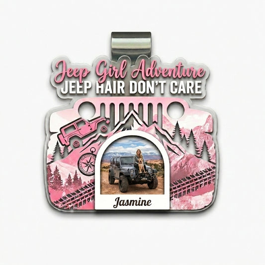 Jeep Girl Adventure Personalized Acrylic Car Visor Clip