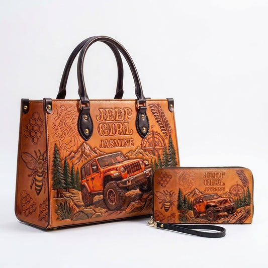Jeep & Bee Personalized Leather Bag + Free Wallet