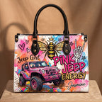 Pink Jeep Energy Personalized Leather Bag + Free Wallet