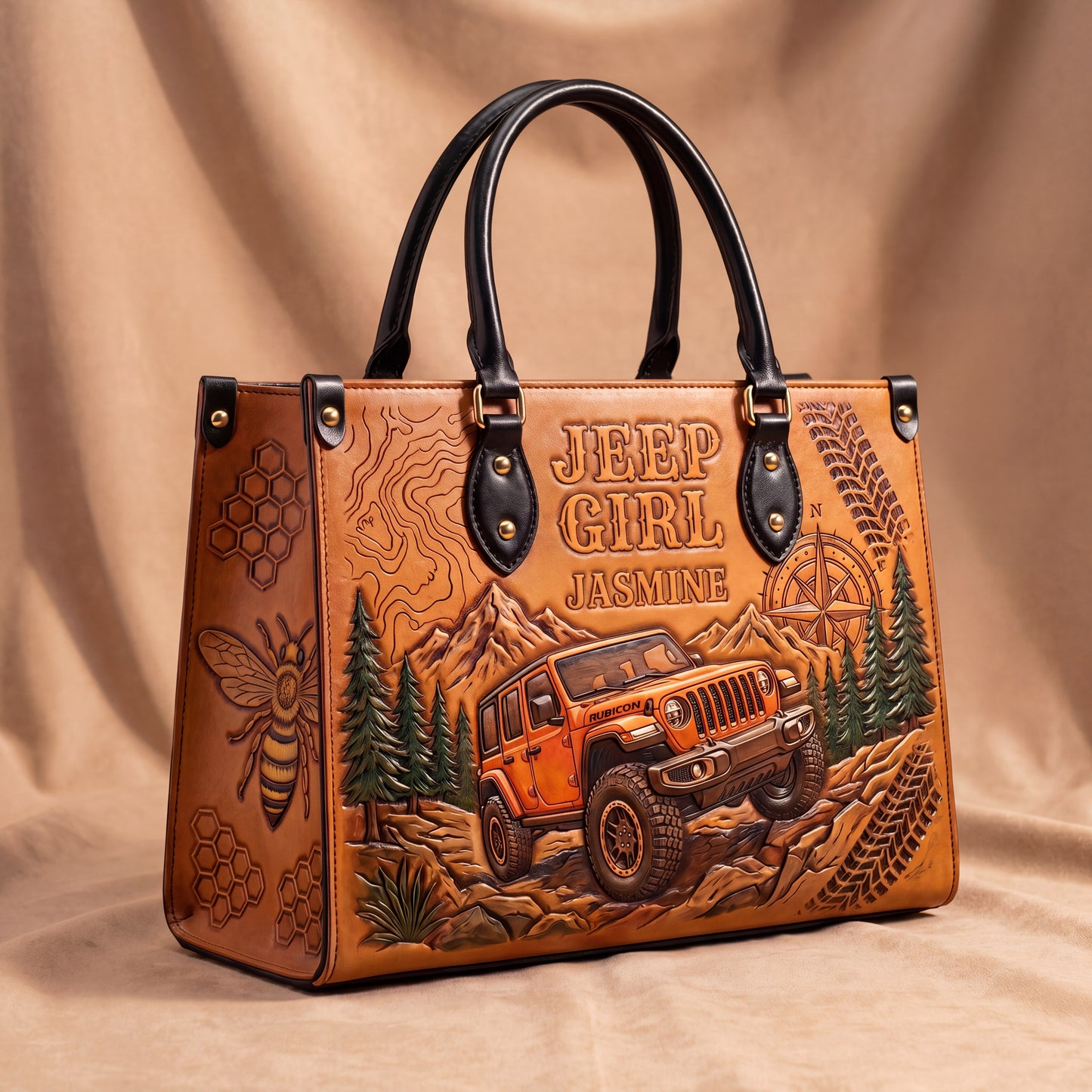 Jeep & Bee Personalized Leather Bag