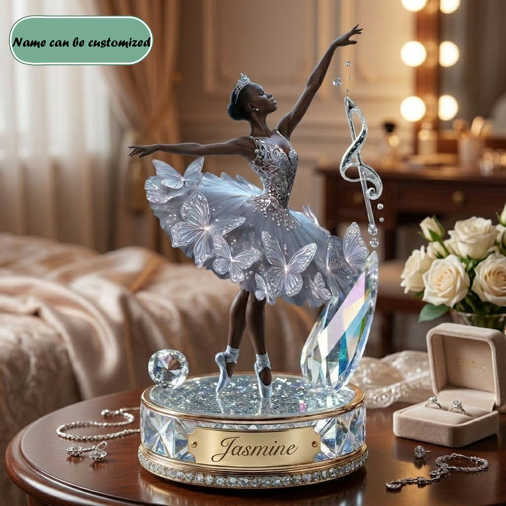 Sparkling Black Woman Ballerina Personalized Custom Acrylic Plaque