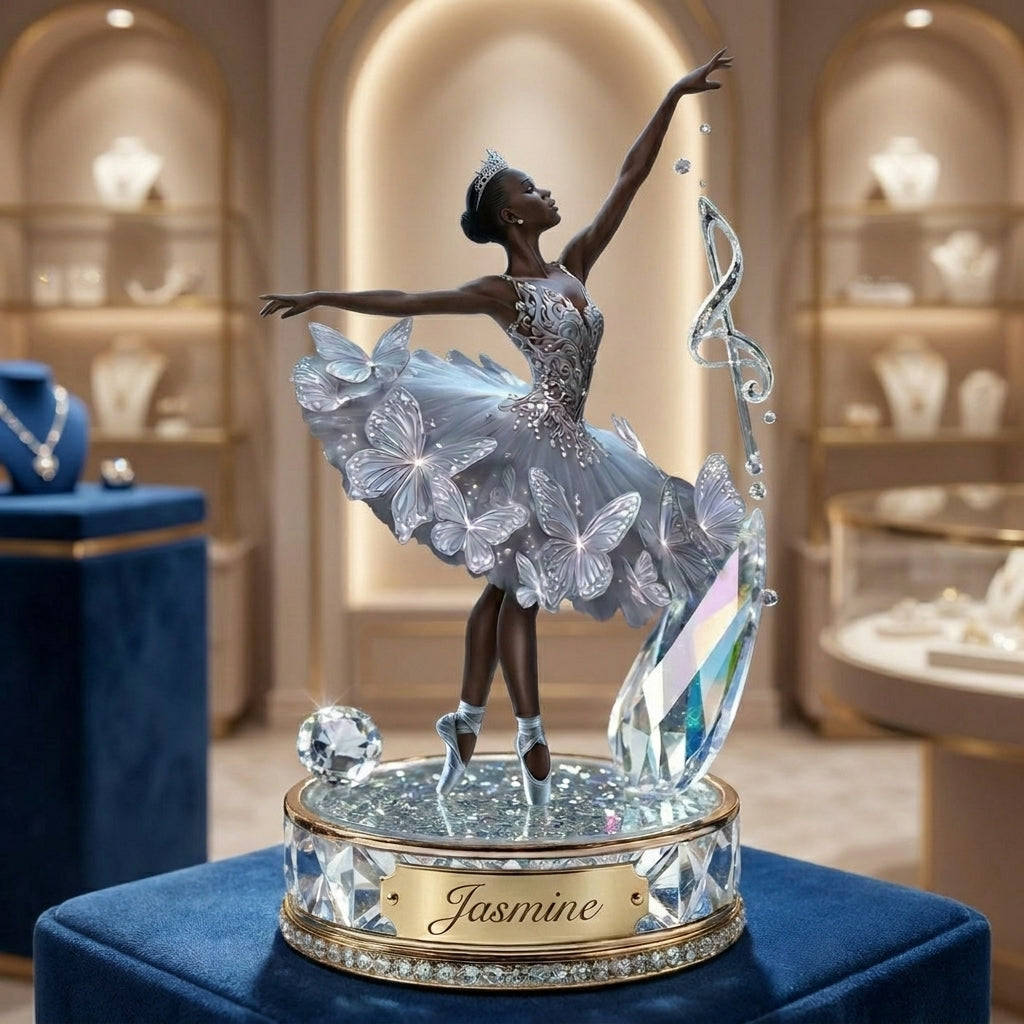 Sparkling Black Woman Ballerina Personalized Custom Acrylic Plaque