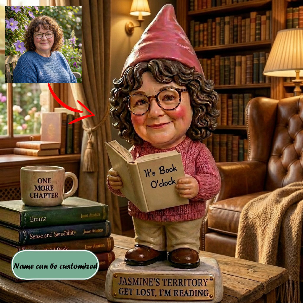 Custom Cute Book Lover Gnome From Photo Personalized Custom Acrylic Plaque