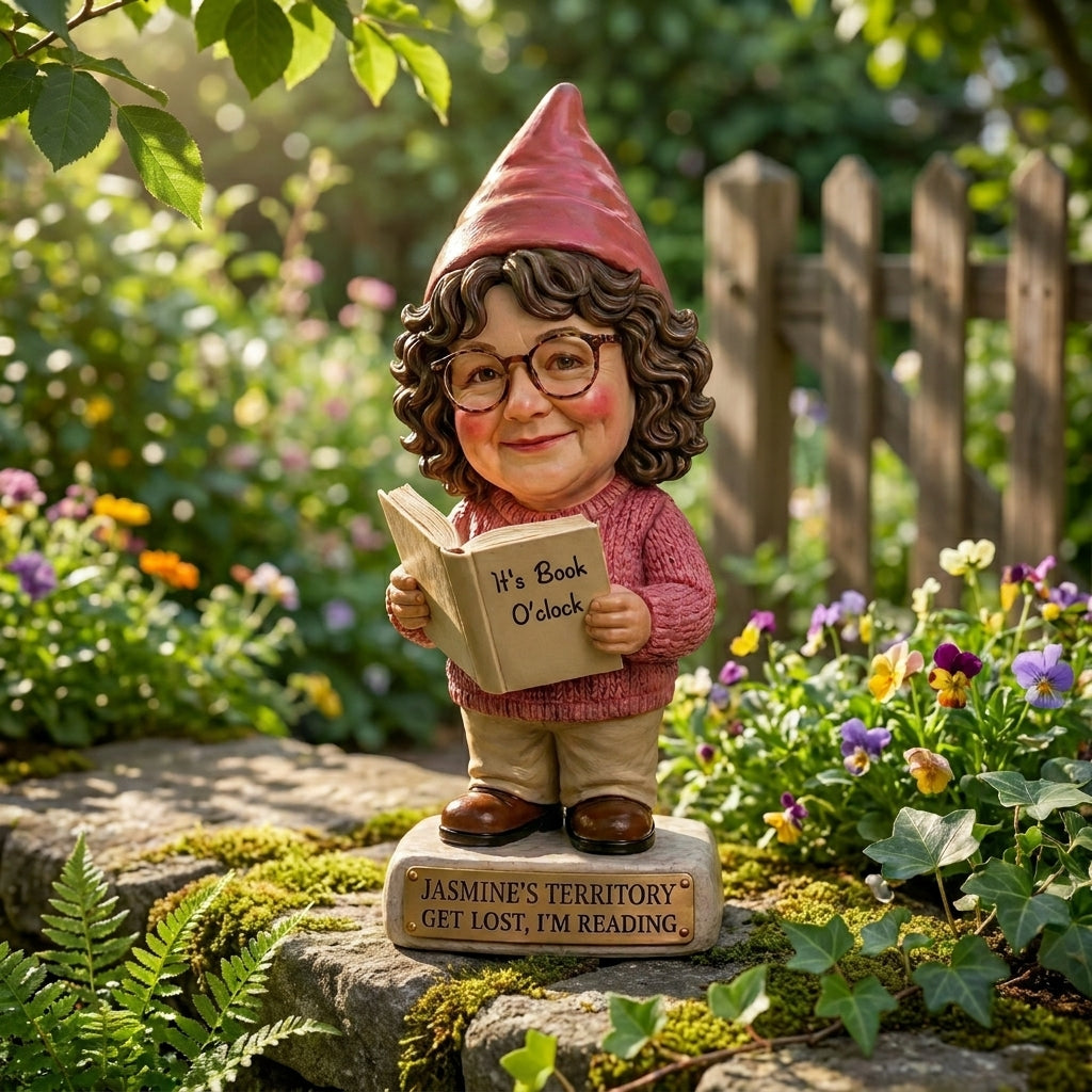 Custom Cute Book Lover Gnome From Photo Personalized Custom Acrylic Plaque