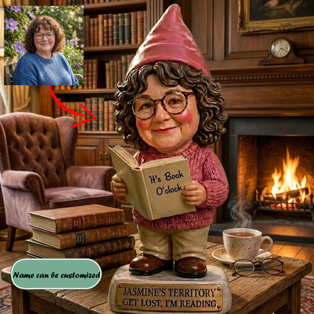 Custom Cute Book Lover Gnome From Photo Personalized Custom Acrylic Plaque