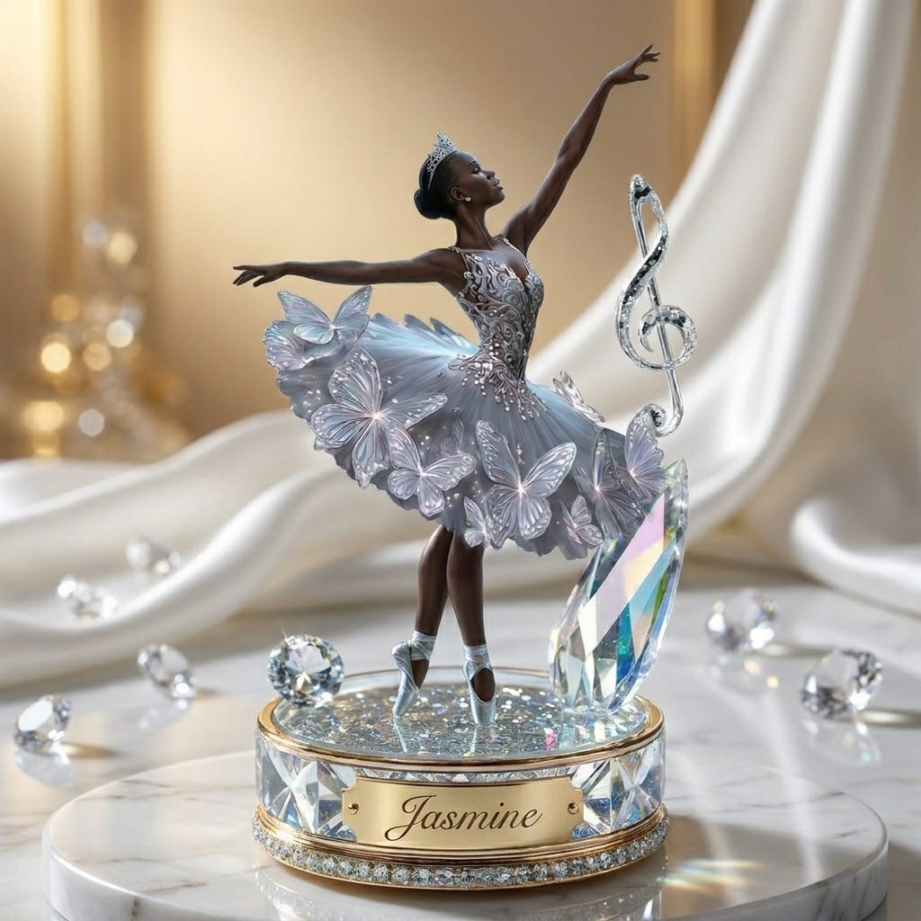 Sparkling Black Woman Ballerina Personalized Custom Acrylic Plaque