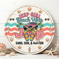 Jeep Girl Beach Vibe Wooden Clock