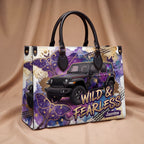 Wild & Fearless Purple Butterfly Jeep Personalized Leather Bag + FREE Wallet