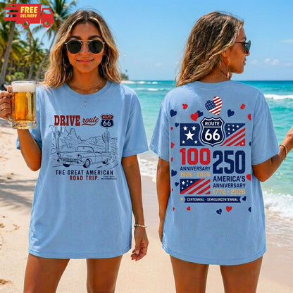 Route 66 Drive Retro Car T-Shirt