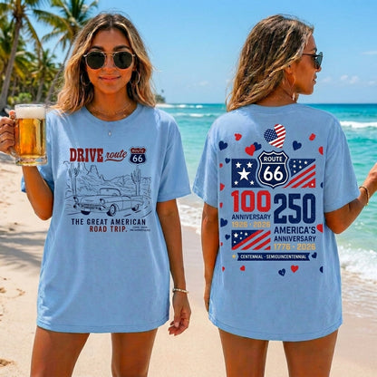 Route 66 Drive Retro Car T-Shirt