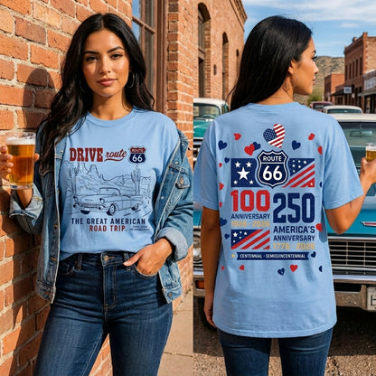 Route 66 Drive Retro Car T-Shirt