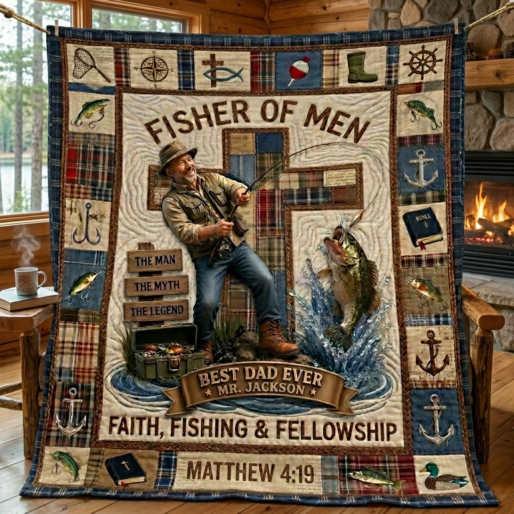 Fisher Of Men Personalized Quilted Blanket