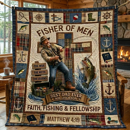 Fisher Of Men Personalized Quilted Blanket