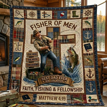 Fisher Of Men Personalized Quilted Blanket