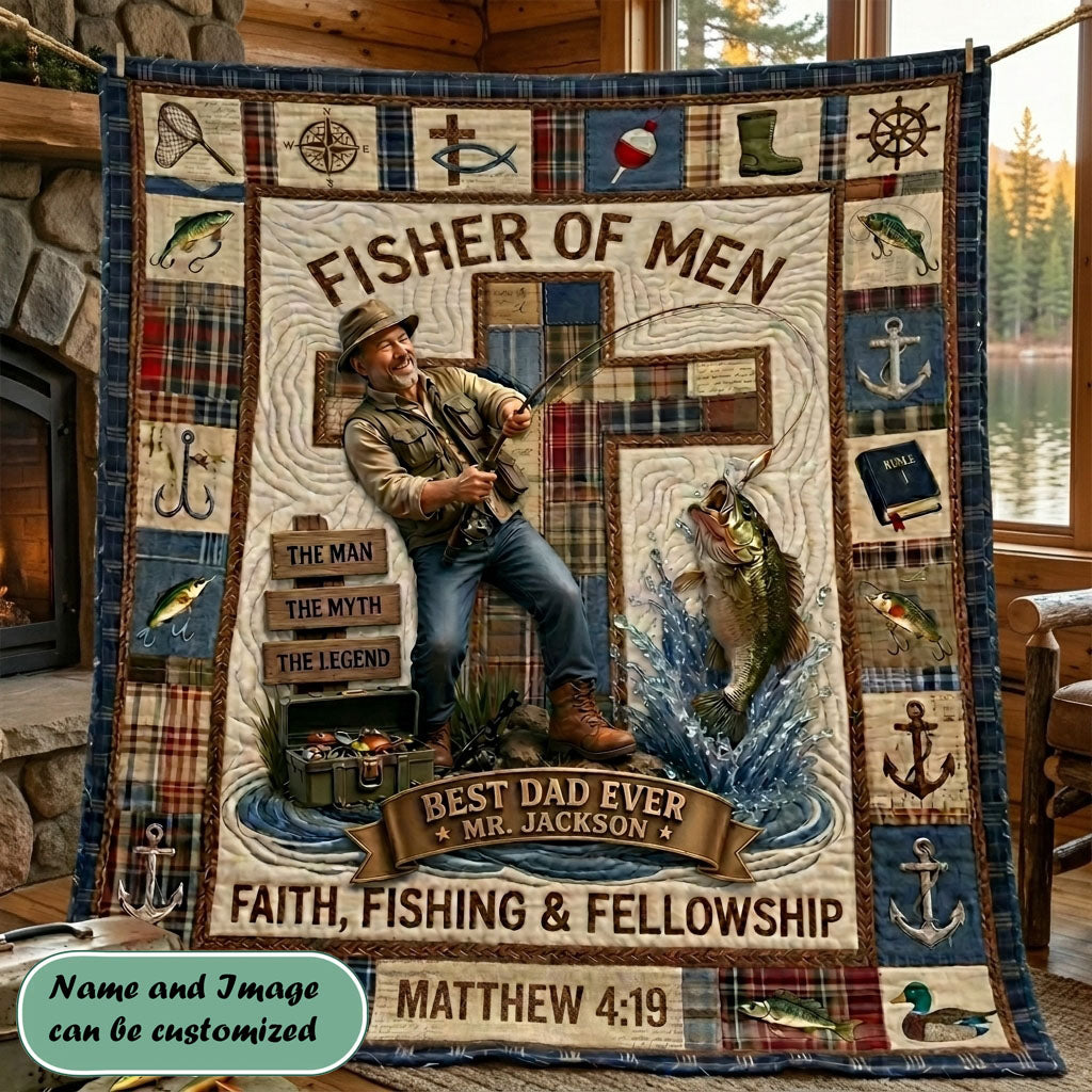 Fisher Of Men Personalized Quilted Blanket