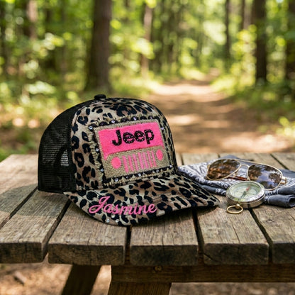 Leopard Jeep Personalized Cap