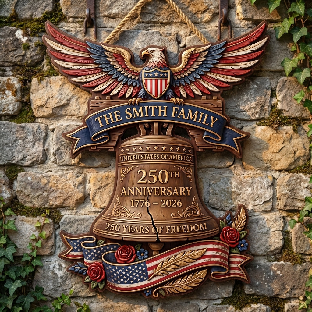 United States 250th Anniversary Bell Personalized Custom Door Sign