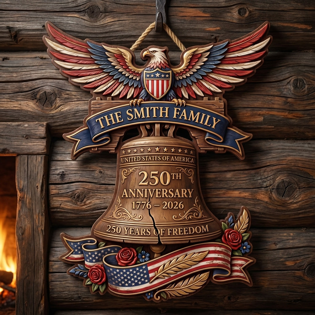 United States 250th Anniversary Bell Personalized Custom Door Sign