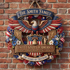 USA 250th Anniversary Wreath Personalized Custom Door Sign
