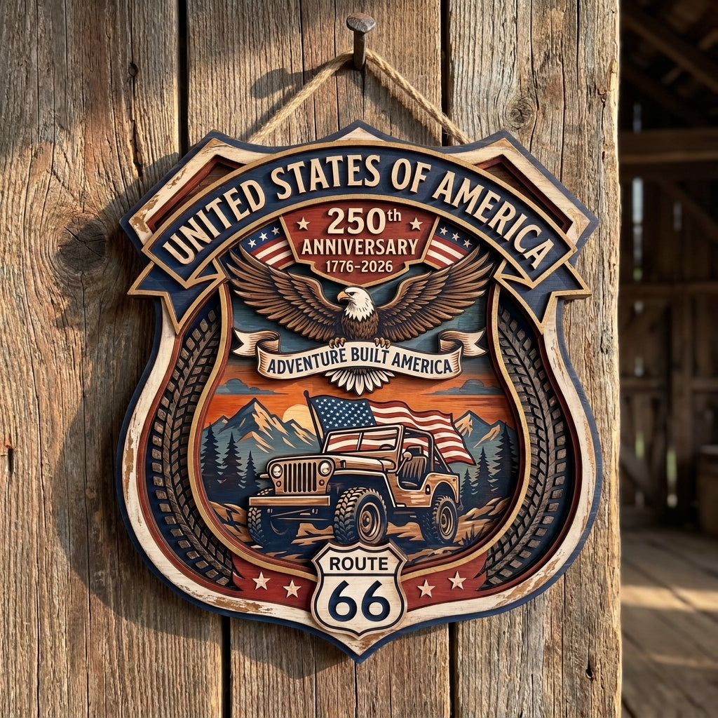 United States 250th Anniversary Jeep Route 66 Custom Door Sign