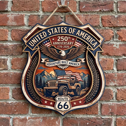 United States 250th Anniversary Jeep Route 66 Custom Door Sign