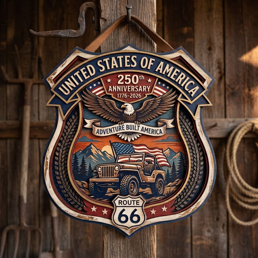 United States 250th Anniversary Jeep Route 66 Custom Door Sign