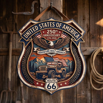 United States 250th Anniversary Jeep Route 66 Custom Door Sign