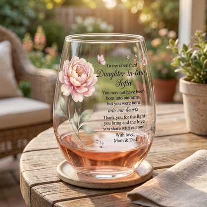 To My Cherished Daughter-in-Law  Personalized 15OZ Clear Wine Glass