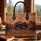 Wild & Fearless Butterfly Jeep Personalized Leather Bag