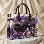 Wild & Fearless Purple Butterfly Jeep Personalized Leather Bag + FREE Wallet