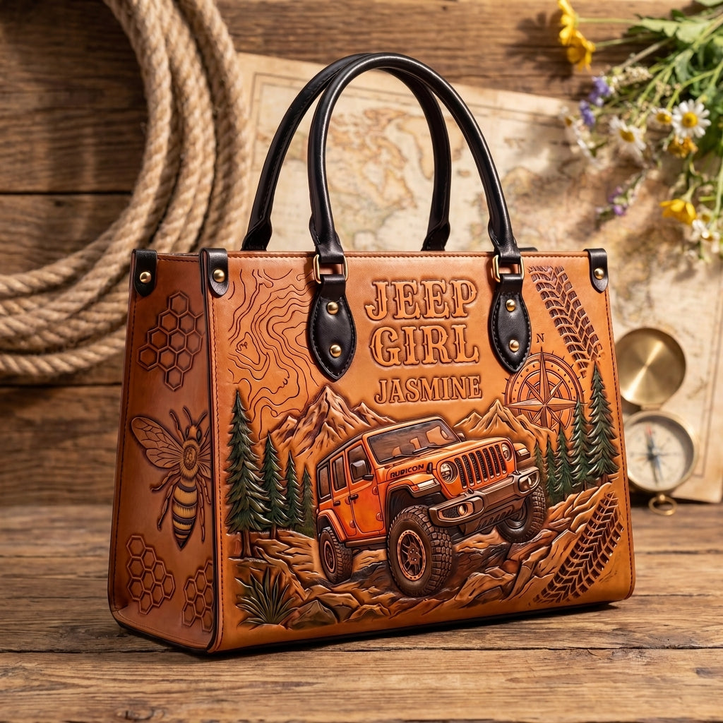 Jeep & Bee Personalized Leather Bag