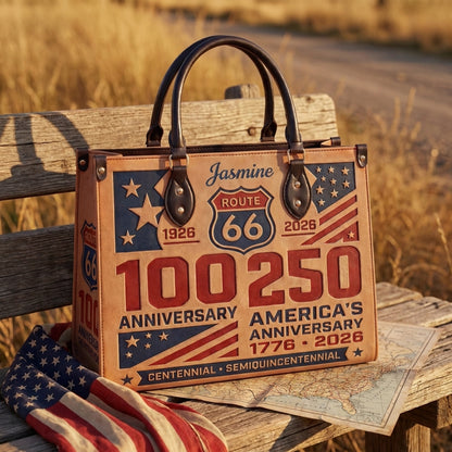 100 Years Anniversary Of Route 66 Personalized Leather Bag