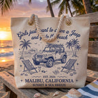 Girls Just Want To Drive A Jeep Personalized Beach Bag