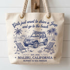 Girls Just Want To Drive A Jeep Personalized Beach Bag